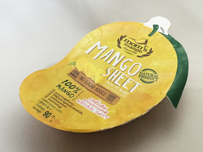 マンゴーシートのマンゴーの形のパッケージ