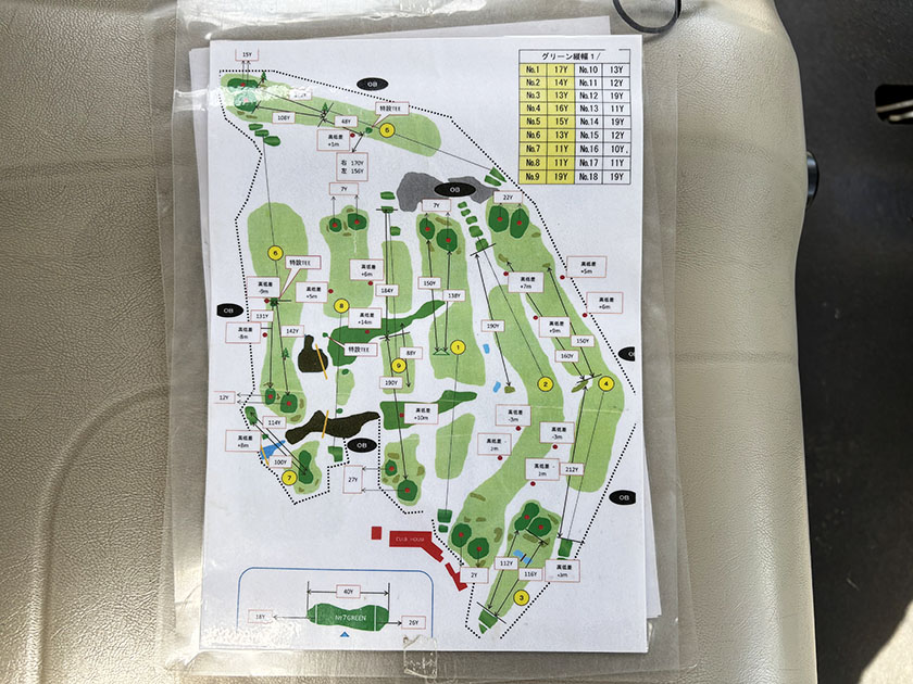 函館ゴルフ倶楽部、コース図。GPSナビなし。