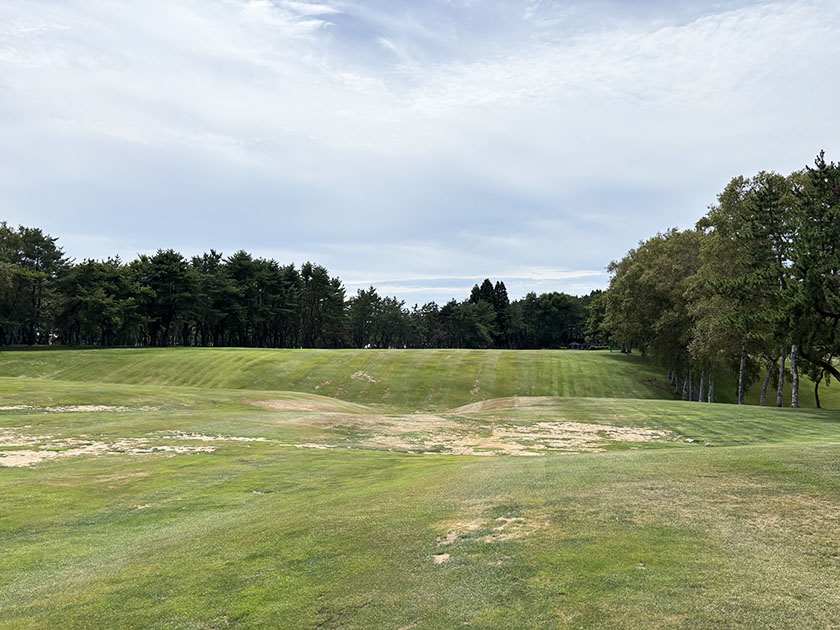 函館ゴルフ倶楽部、1番10番ホールセカンド地点のアンジュレーション（谷）