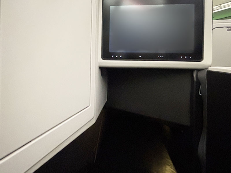 ボーイング787-9　JALビジネスクラスは進行方向にななめになっています